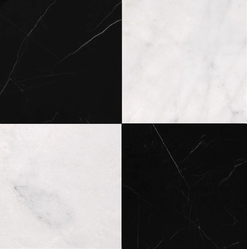 Avalon, Black Polished Checkerboard Pattern Marble Tile