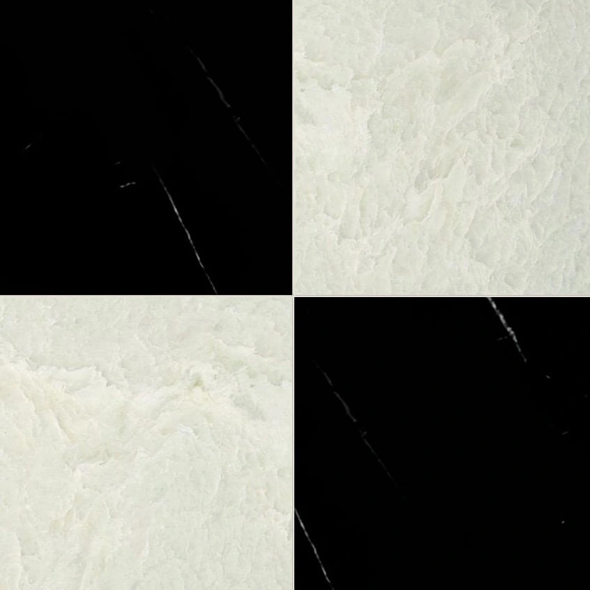Black, Ming Green Polished Checkerboard Pattern Marble Tile