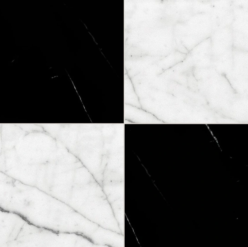 Black, White Carrara C Polished Checkerboard Pattern Marble Tile