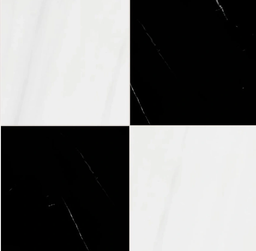 Bianco Dolomiti Classic, Black Polished Checkerboard Pattern