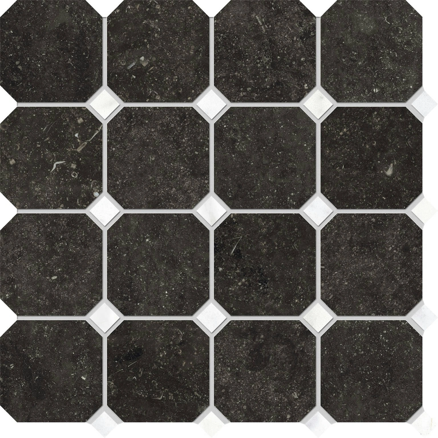 Black Octagon/White Dot Mosaic