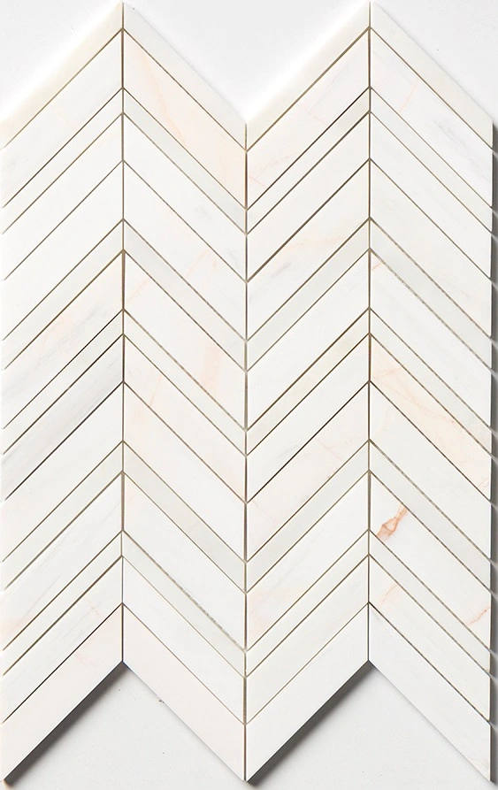 Confetti Honed Chevron Fusion Marble Mosaic