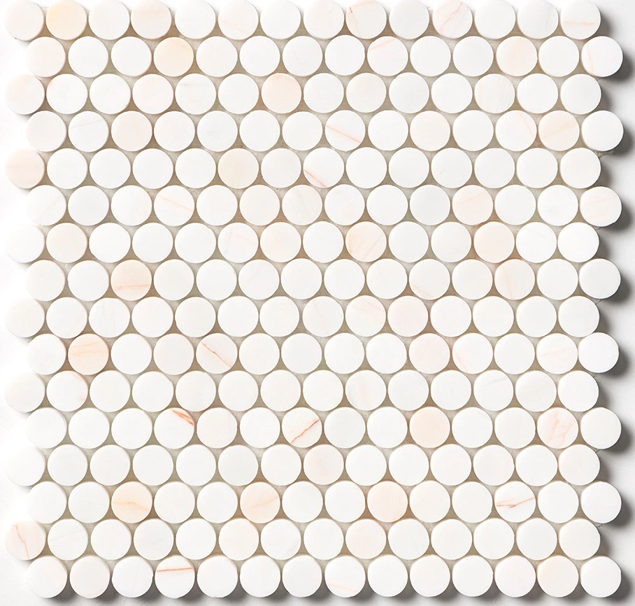 Confetti Honed Penny Round Marble Mosaic