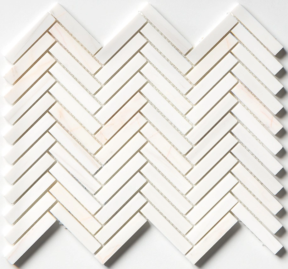 Confetti Honed Herringbone 5/8x3 Marble Mosaic