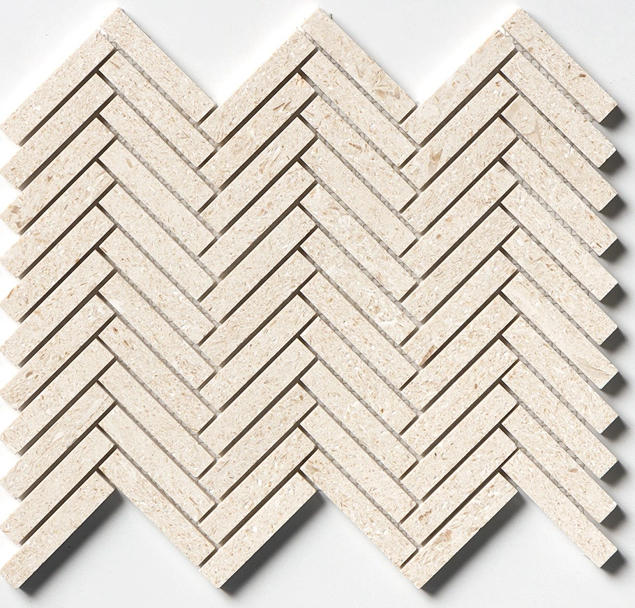 Desert Path Brushed Herringbone 5/8x3 Limestone Mosaic