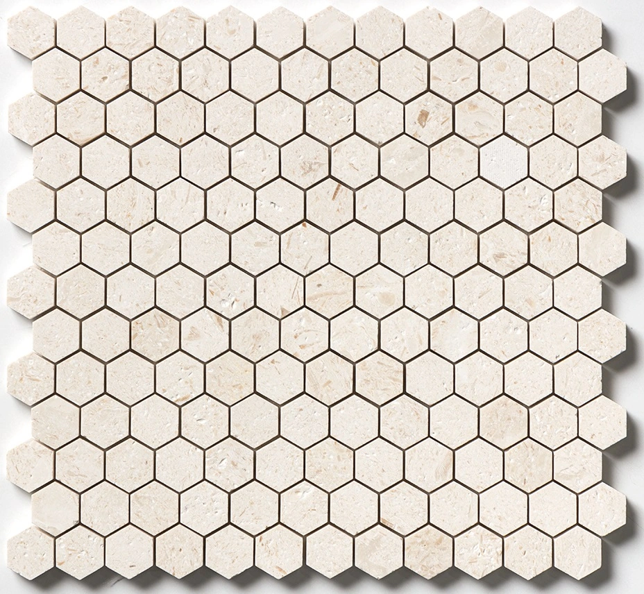 Desert Path Brushed Hexagon 1x1 Limestone Mosaic