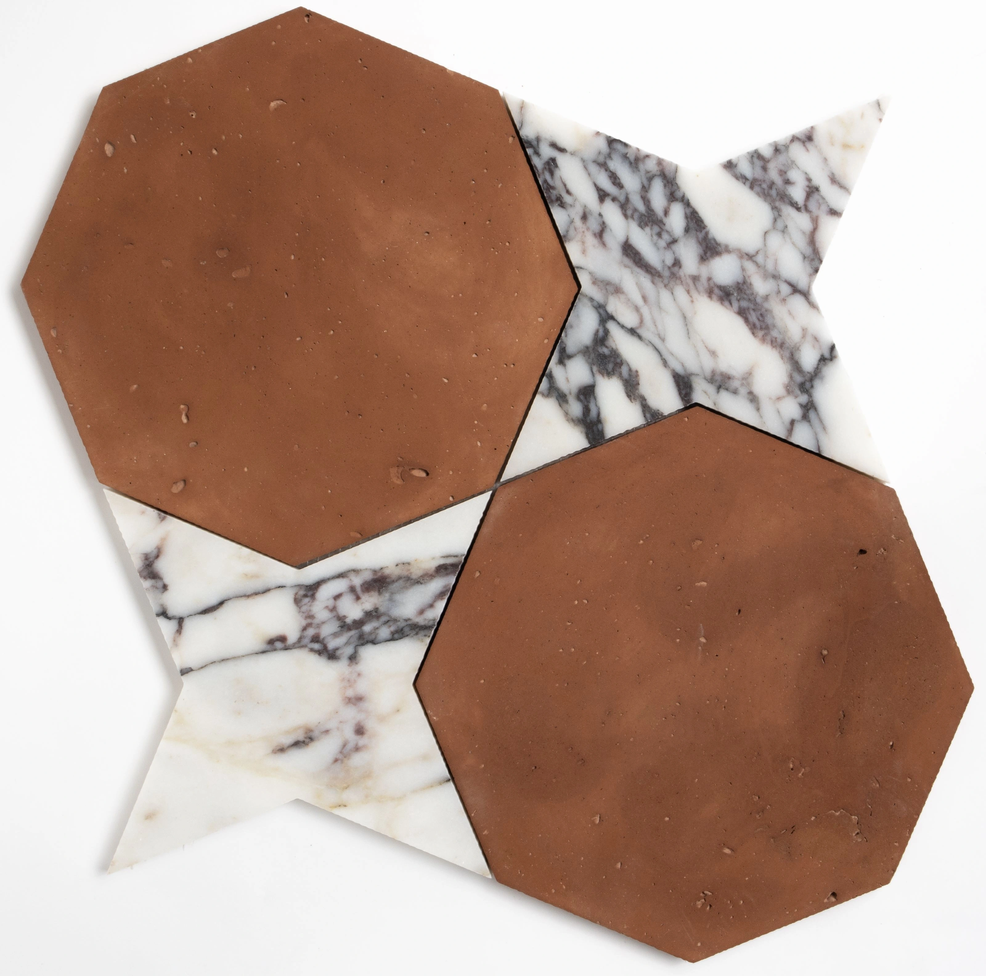 Calacatta Viola, Rustic Terracotta Honed Ottaglio Marble Mosaic