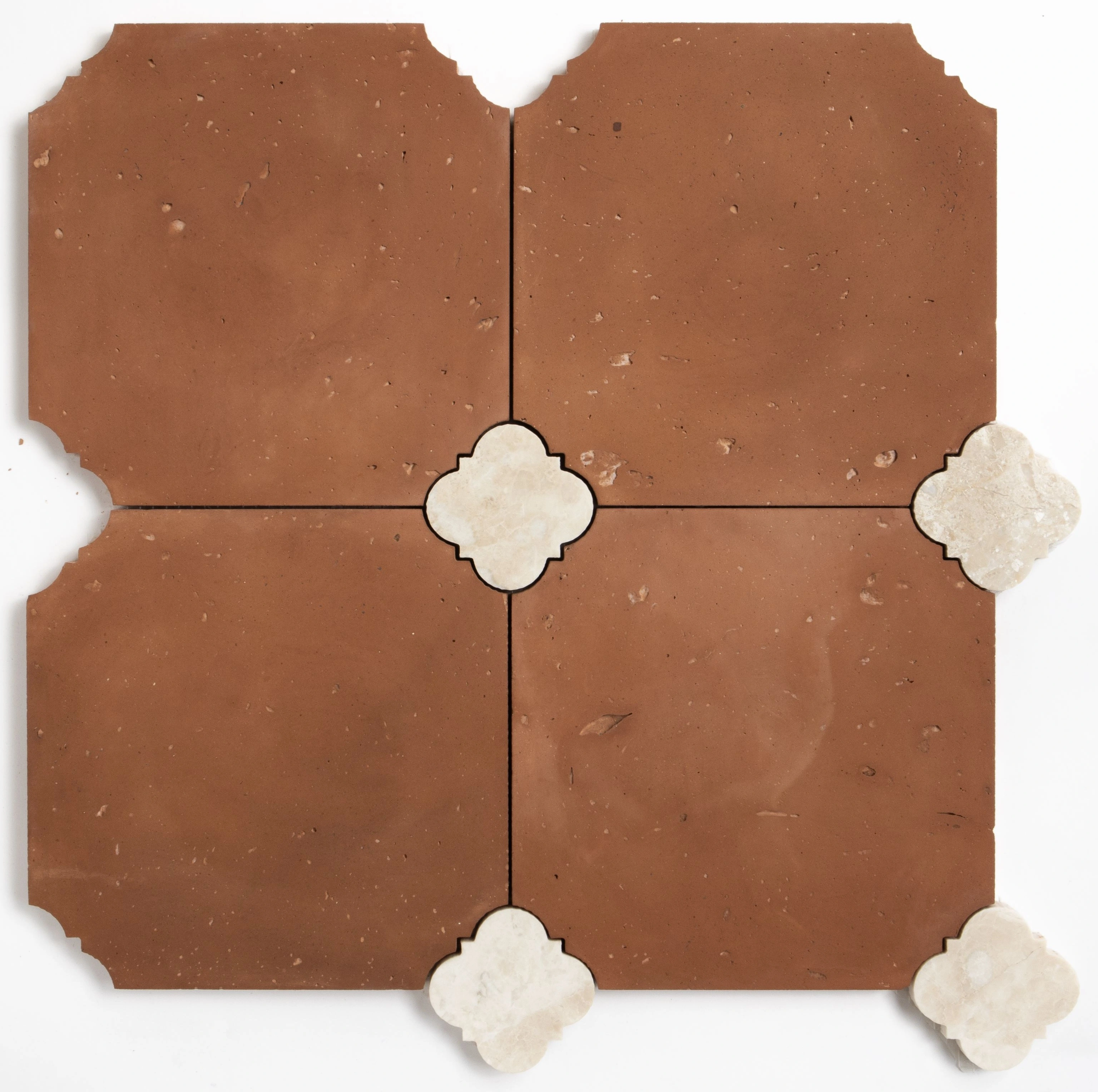 Diana Royal, Rustic Terracotta Honed Quatrella Marble Mosaic