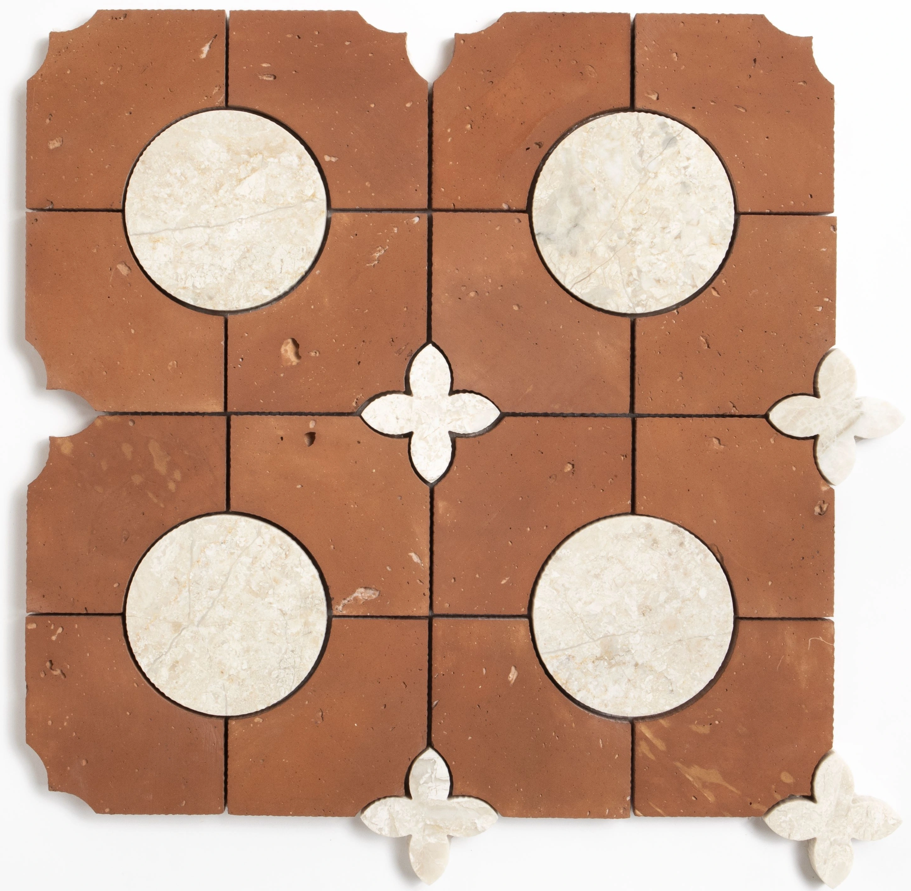 Diana Royal, Rustic Terracotta Honed Bocciolo Marble Mosaic