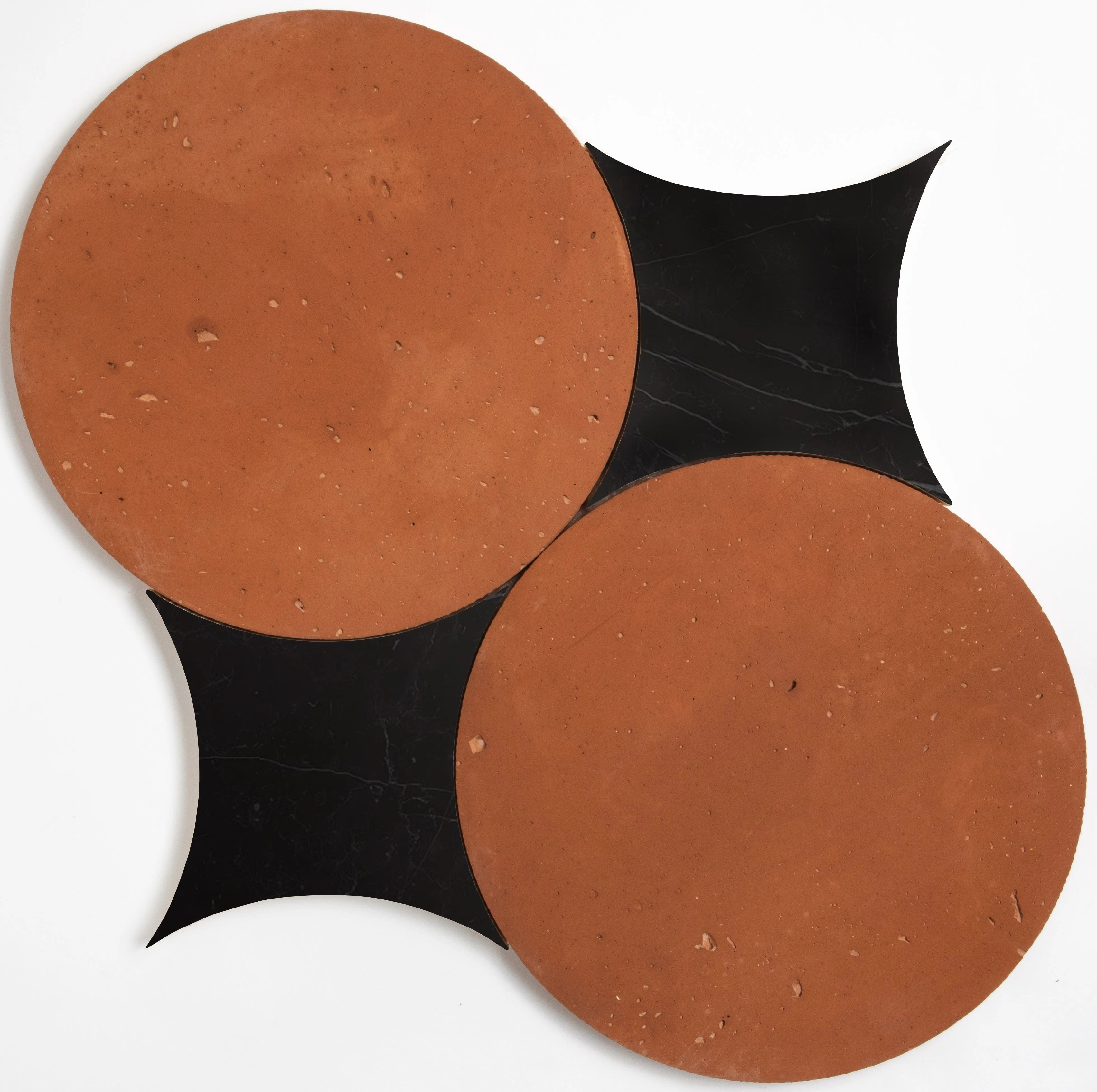 Black, Rustic Terracotta Honed Rotonda Marble Mosaic