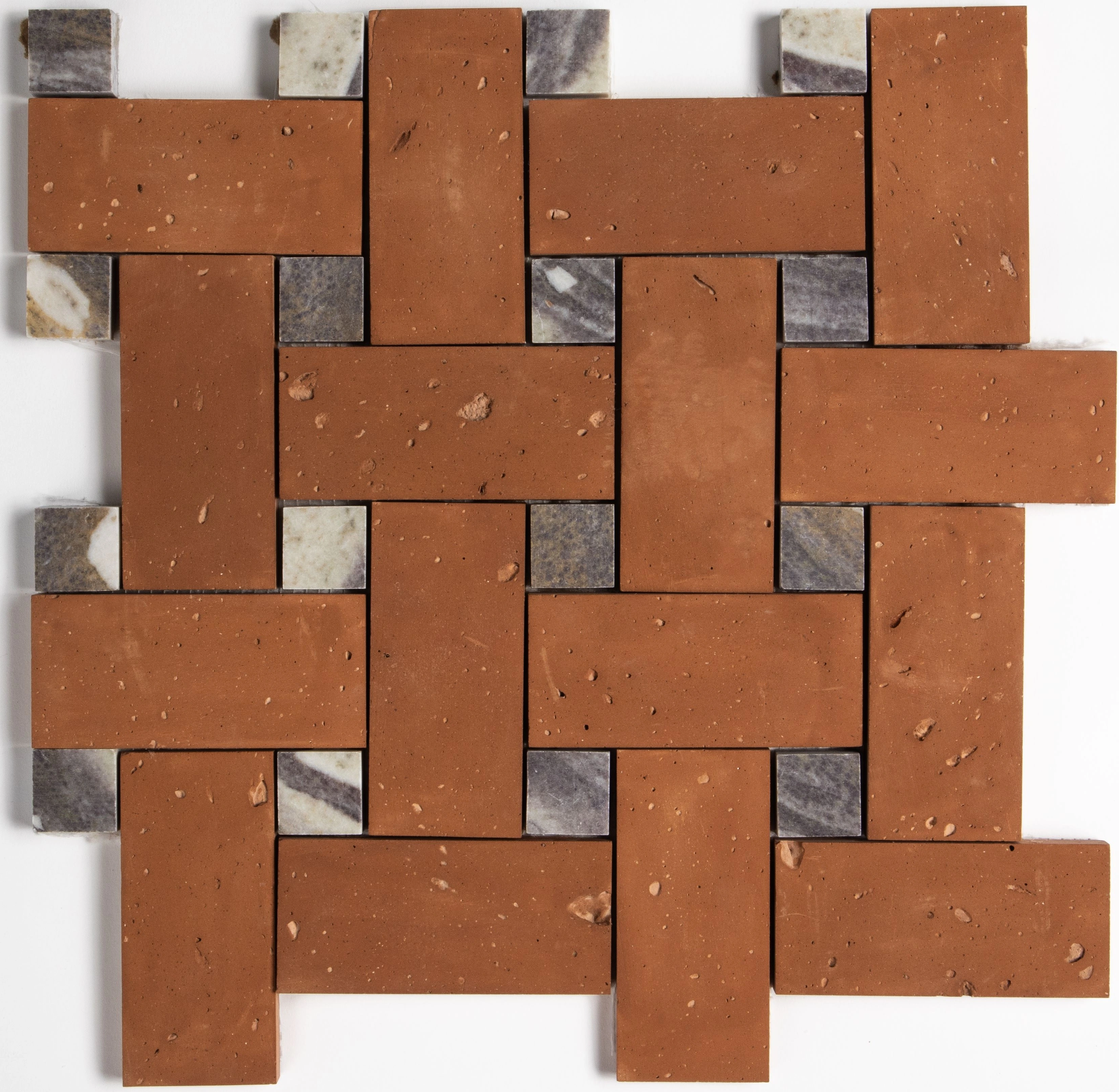 Calacatta Viola, Rustic Terracotta Honed Big Basket Weave Marble