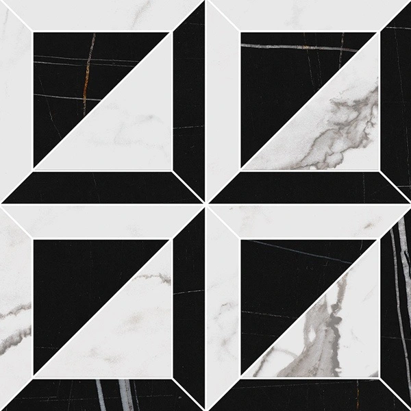 Statuario and Sahara Noir Mosaic Mix