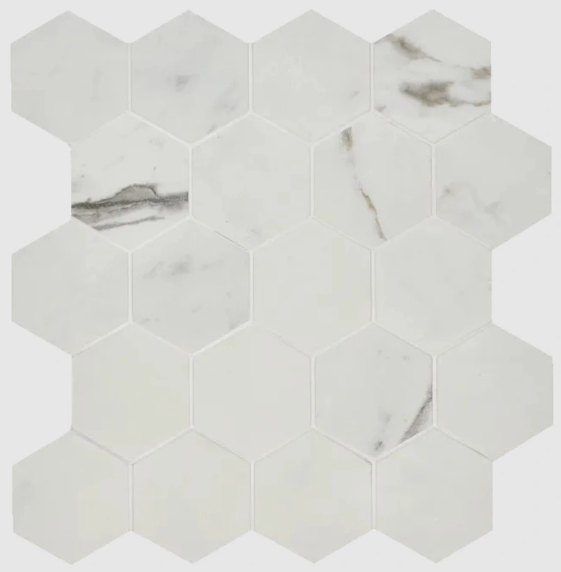 Marvel Statuario Supremo Matte Small Hex 2-5/8 Mesh