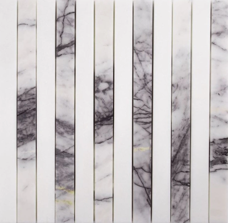 Lilac, Thassos Honed Mod Stripes Marble Mosaic