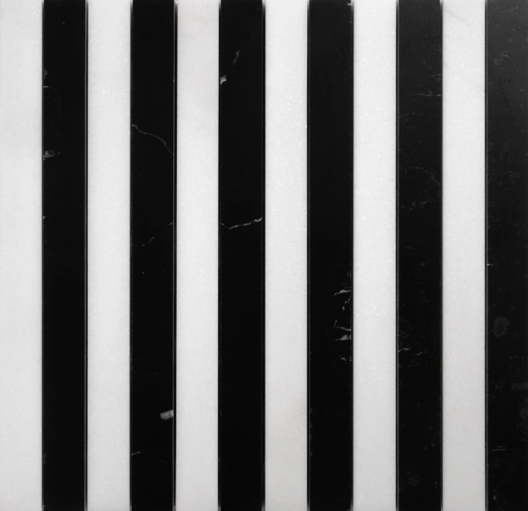 Black, Thassos Honed Mod Stripes Marble Mosaic