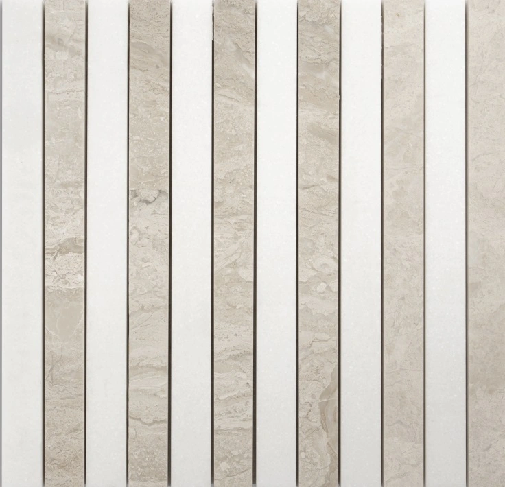 Diana Royal, Thassos Honed Mod Stripes Marble Mosaic