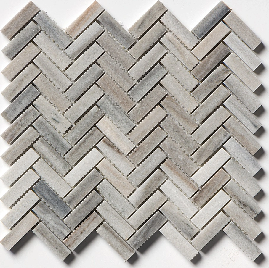Skyline Honed Herringbone 5/8x3 Marble Mosaic