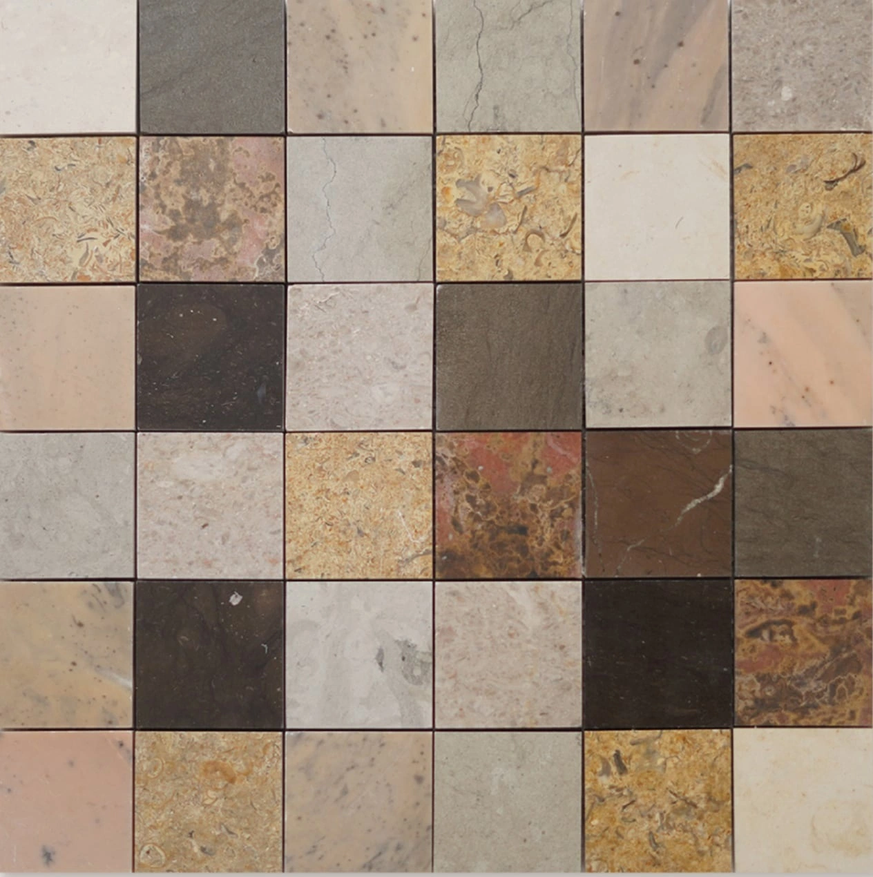 Blend Multi Finish Checkmate Limestone Mosaic