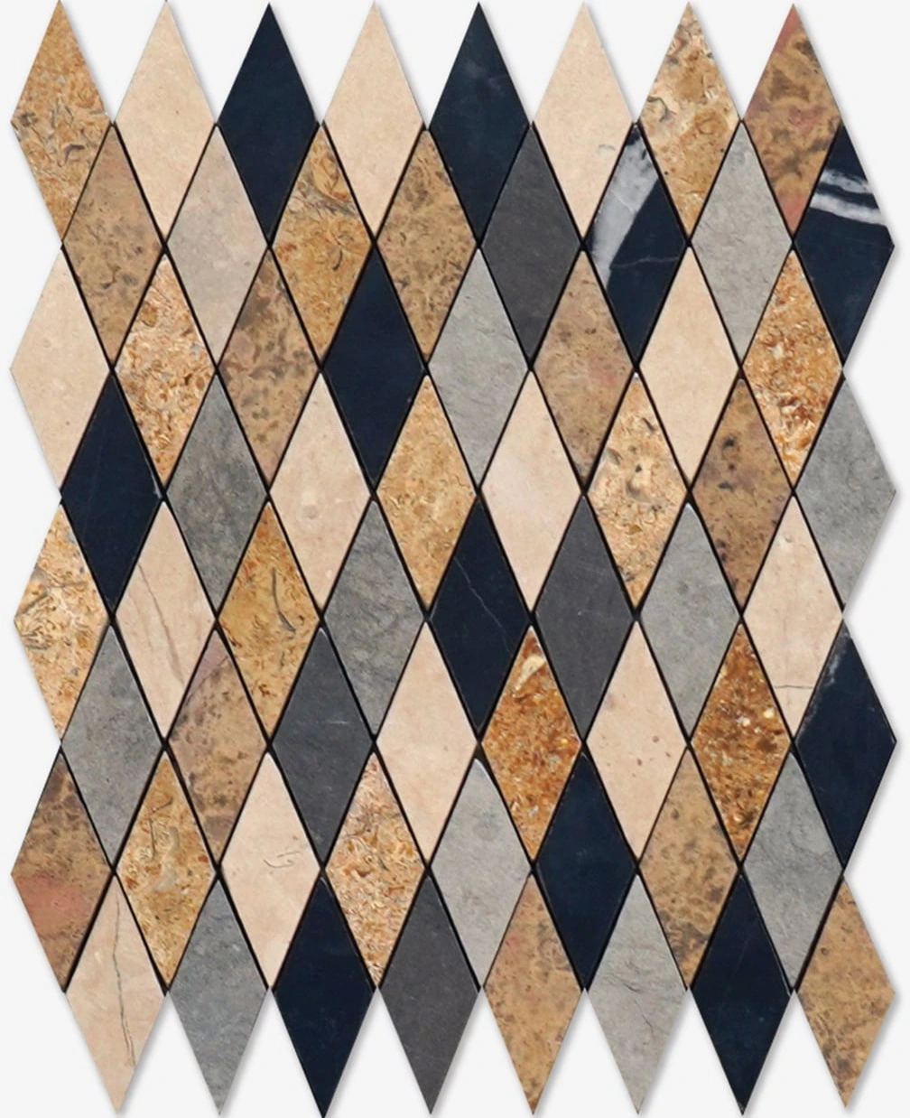 Multicolor Honed Diamonda Limestone Mosaic