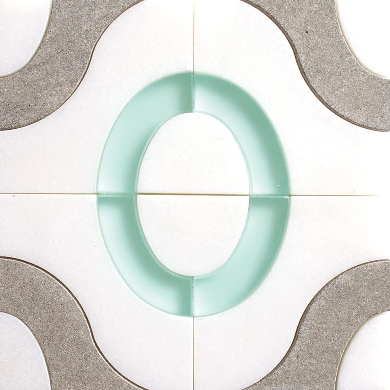 Thassos, Bateig Blue, Aegean Honed Calypso Waterjet Marble Mosai