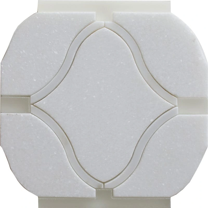 Thassos, Calacatta, Pura Honed Dionysus Waterjet Marble Mosaic