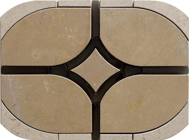 Arete, Cedar, Mykonos Honed Eros Waterjet Marble Mosaic