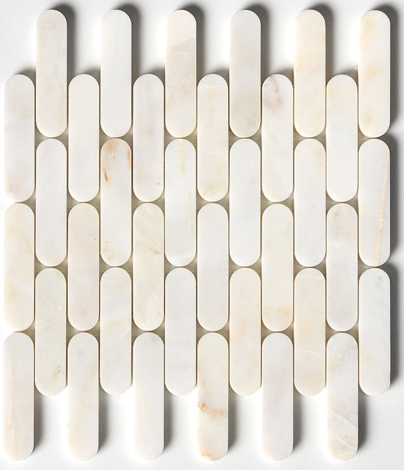Calacatta Amber Honed Pill Marble Mosaic