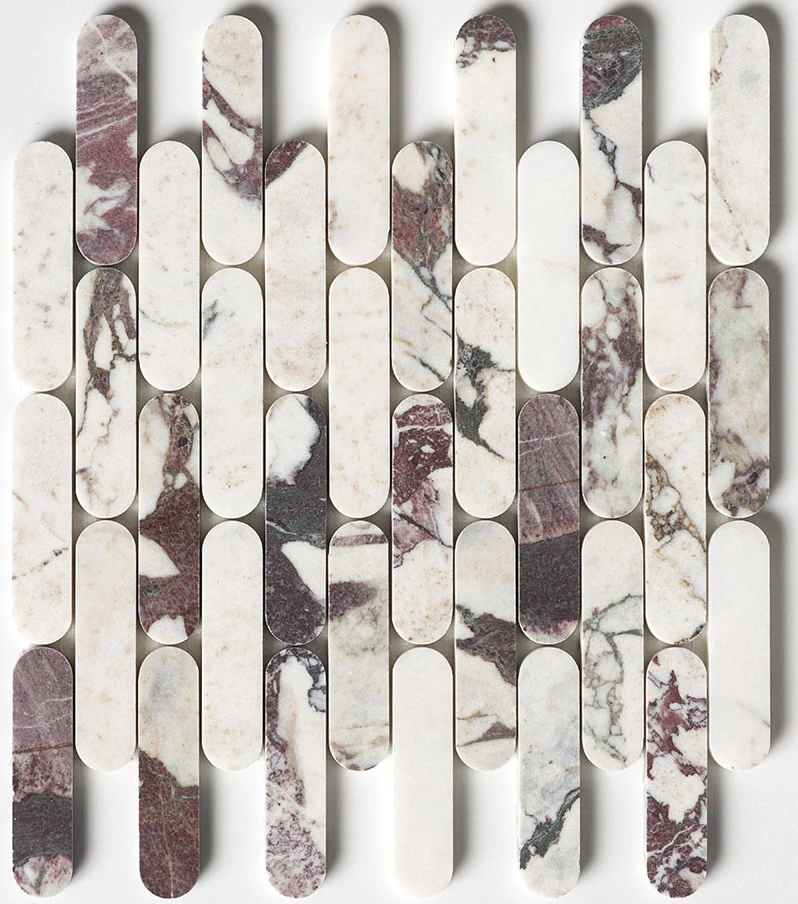 Calacatta Viola Honed Pill Marble Mosaic