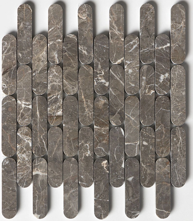 Silver Drop Honed Pill Marble Mosaic