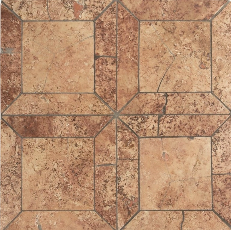 Scabas Red Honed Cassettoni Travertine Mosaic