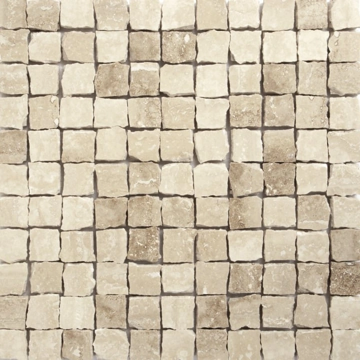 Roman Honed Hand Clipped 1x1 Travertine Mosaic