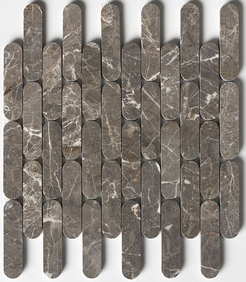 Silver Drop Honed Pill Marble Mosaic