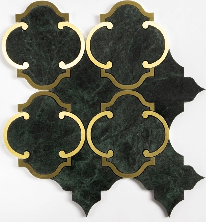 Brass, Verde Lucia Honed Casablanca Marble Mosaic