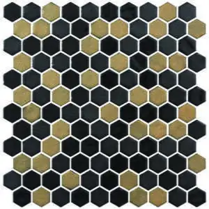 Eco Mosaics Hex Black & Gold Matte/Shiny Mosaic