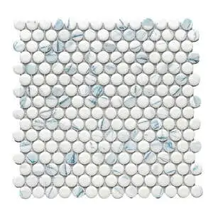 Eco Mosaics Penny Calacatta Blue Matte Mosaic