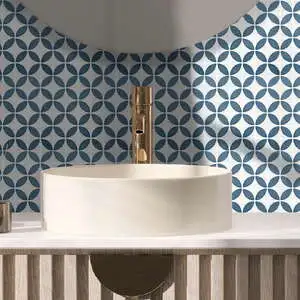 Eco Mosaics Square Lily Navy Blue Matte/Shiny Mosaic