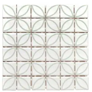 Eco Mosaics Square Lily Tea Green White Matte Mosaic