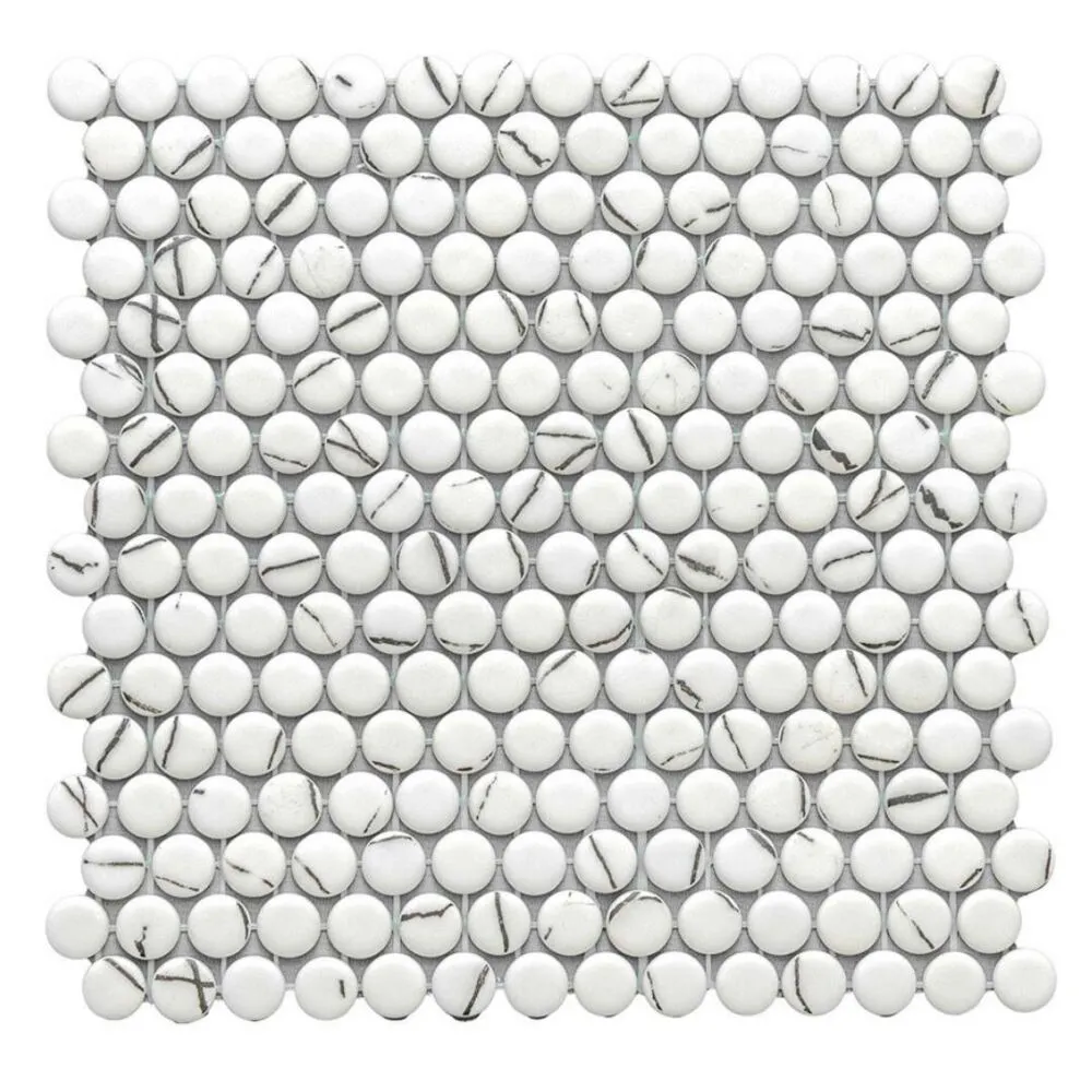Eco Mosaics Penny Lineas Blanco Matte Mosaic