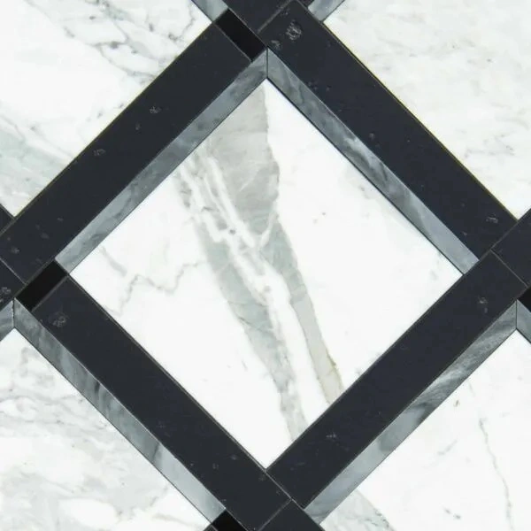 Agatha Nero Marquina with honed Calacatta Tia