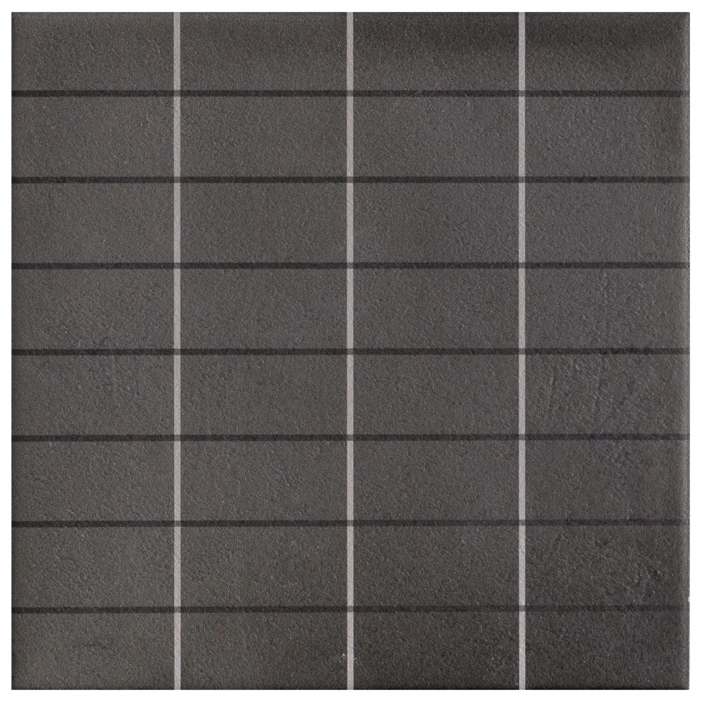Aurore 8x8 Charcoal Grid L Porcelain Tile