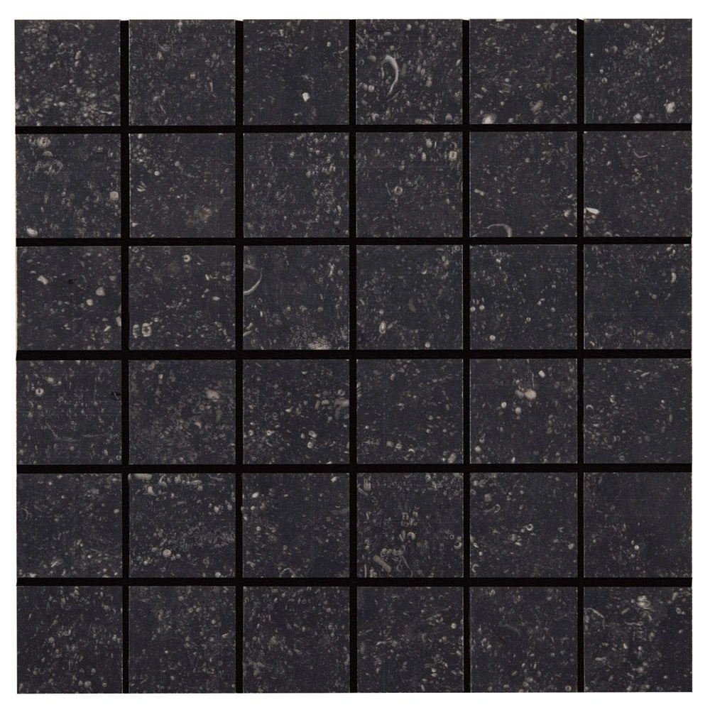 Beljn 2x2 Mosaic Black Iron Unpolished Limestone Look Porcelain