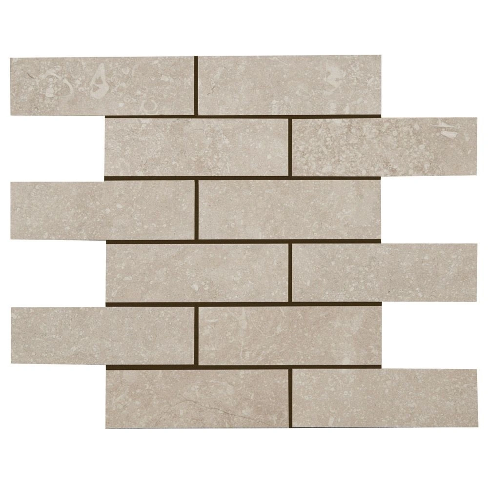 Beljn 2x6 Brick Mosaic Toasted Waffle Unpolished Limestone Look