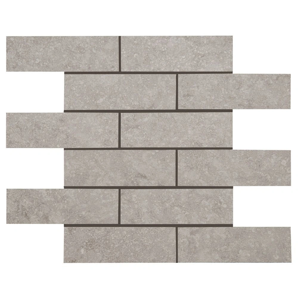 Beljn 2x6 Brick Mosaic Platinum Solitaire Unpolished Limestone L