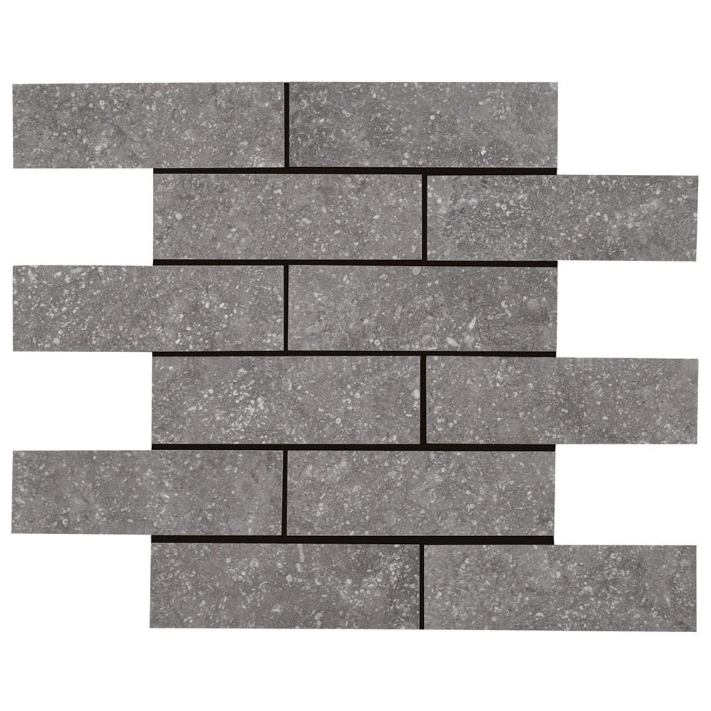 Beljn 2x6 Brick Mosaic Canal Gray Unpolished Limestone Look