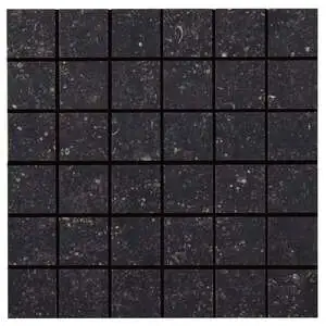 Beljn 2x2 Mosaic Black Iron Unpolished Limestone Look Porcelain