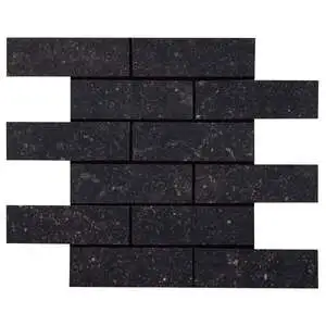 Beljn 2x6 Brick Mosaic Black Iron Unpolished Limestone Look
