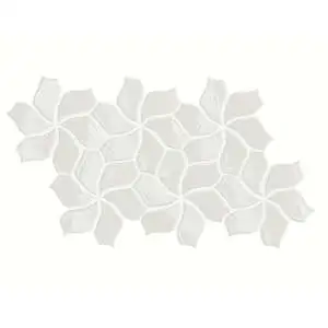 Botanica 9x15 Flower White Glossy Mosaic Tile