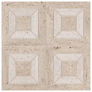 Classico 12x12 Square Mosaic Beige Bianco Matte Travertine Look