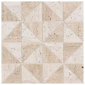 Classico 12x12 Pinwheel Mosaic Beige Bianco Matte Travertine Loo