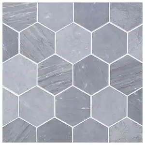 Grigio Cielo 4" Hex Mosaic Honed Natural Stone